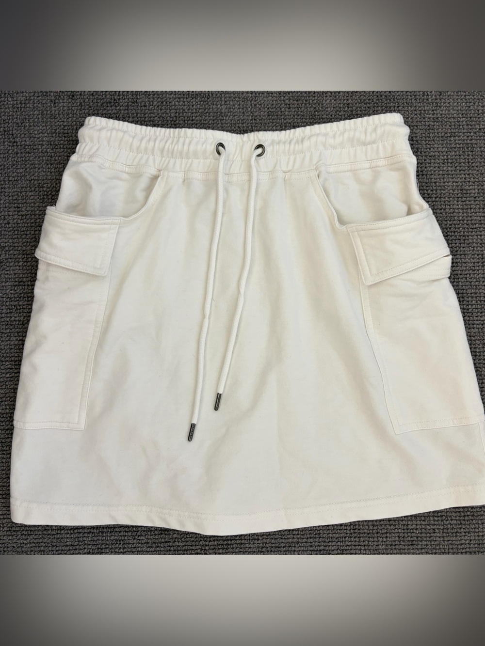 sundays Cream Cargo Drawstring Mini Skirt